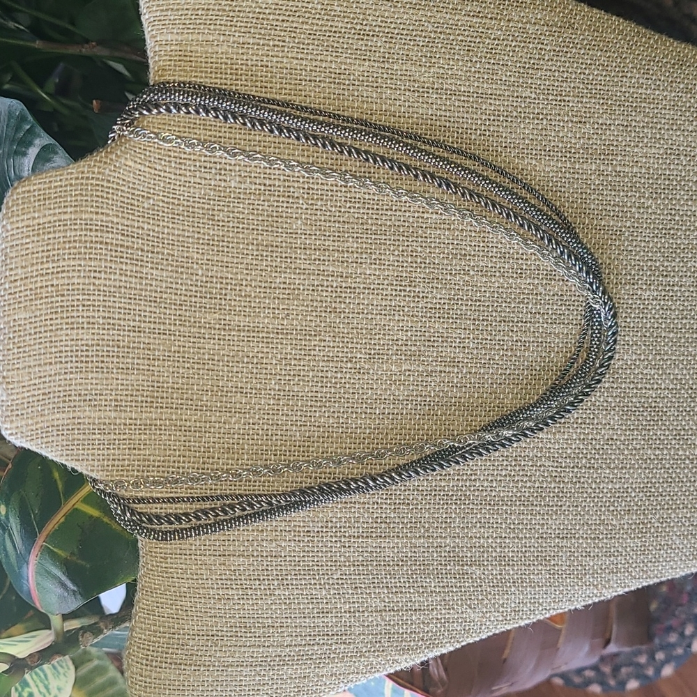 Silpada 4 Strand Sterling Silver Necklace N1719 Oxidized Popcorn Rope